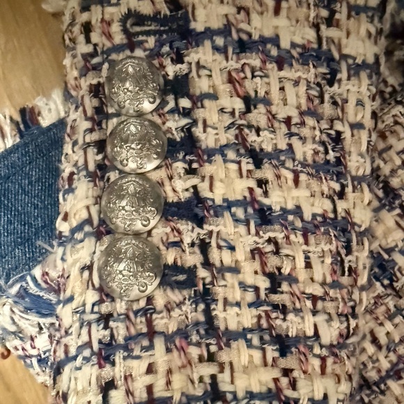 Veronica Beard Multicolor Tweed Blazer with Blue Trim - Picture 9 of 11